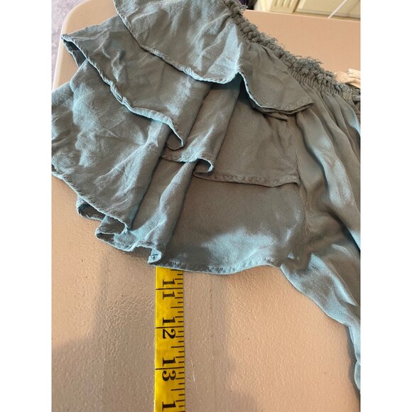 Shabby Chic Dress Bohemian Blue Ruffled Short Sleeve Smocked Waist XS - Picture 9 of 9